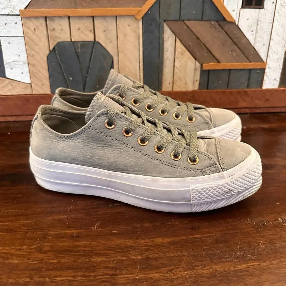 Converse Chuck Taylor All Star Lift Low 'Dark Stucco' Nubuck Leather Sneaker 7.5